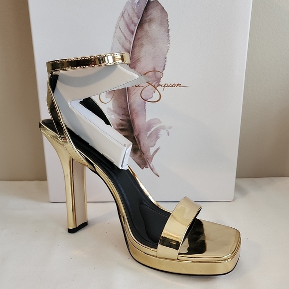 Jessica Simpson Gold Platform Heels - Picture 1 of 10